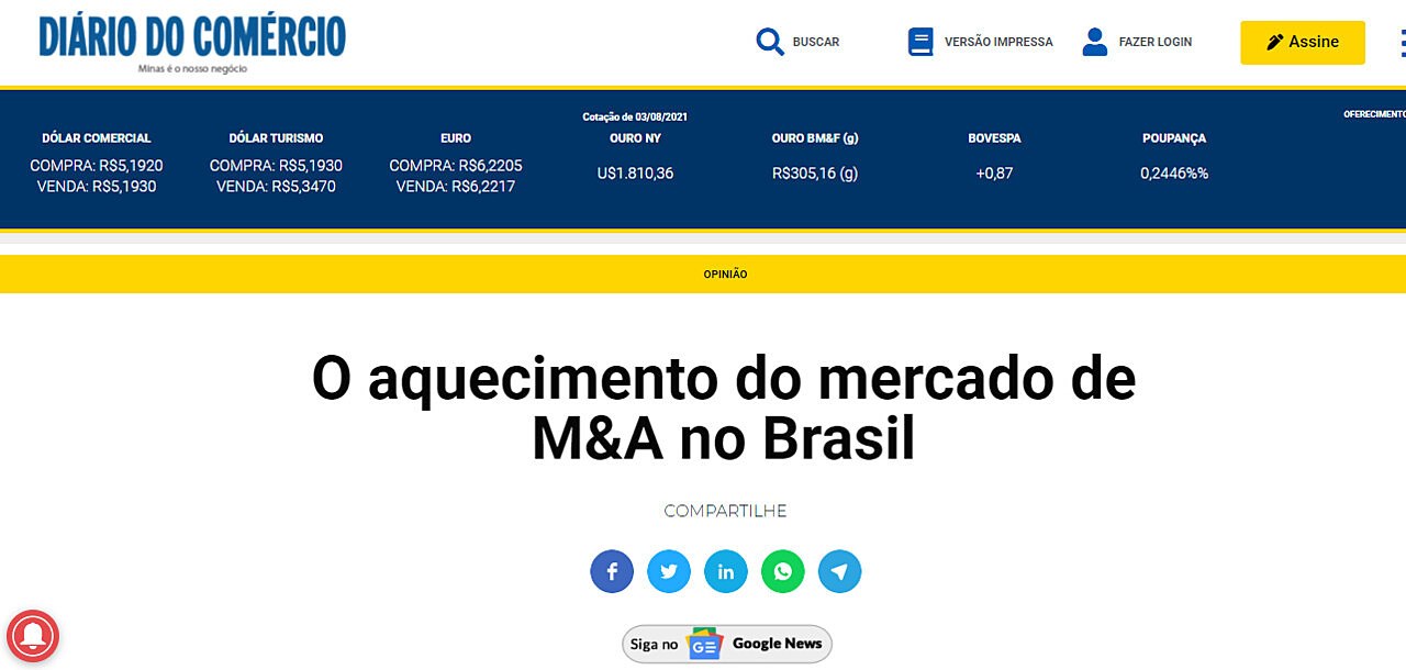 O aquecimento do mercado de M&A no Brasil